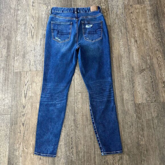 American Eagle CURVY SUPER HI RISE JEGGING Size 8 Blue Jeans Denim Pants 28x26.5 - Picture 2 of 12